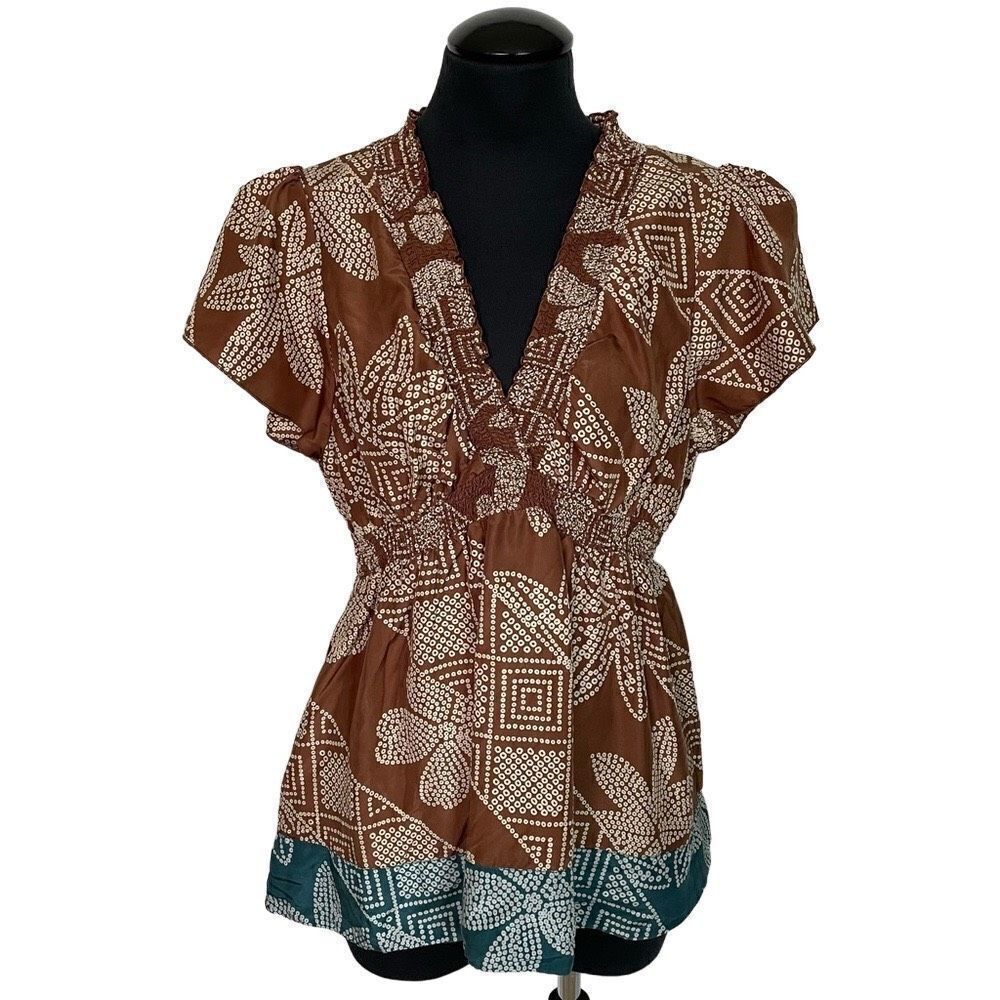 BCBGMAXAZRIA‎ Silk Y2K Sheer Blouse - Women’s L